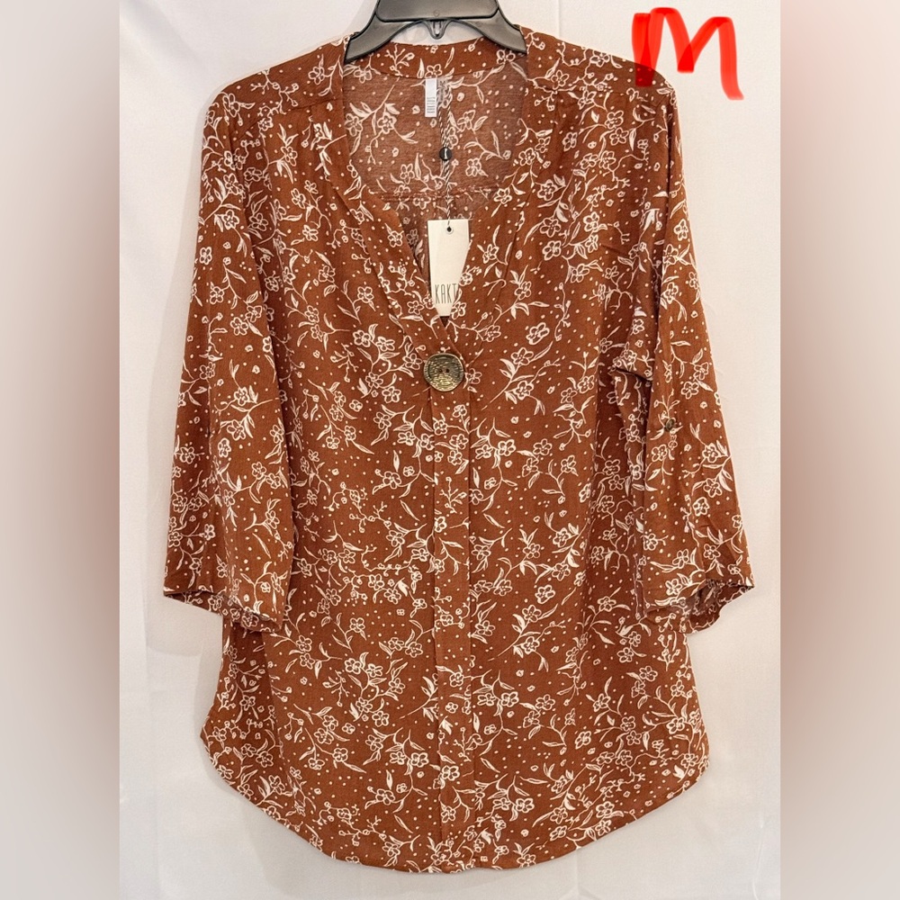 Kaktus Terracotta Floral Women's Blouse